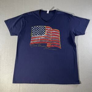 Cotton Heritage God Bless America Flag T-Shirt XL Navy